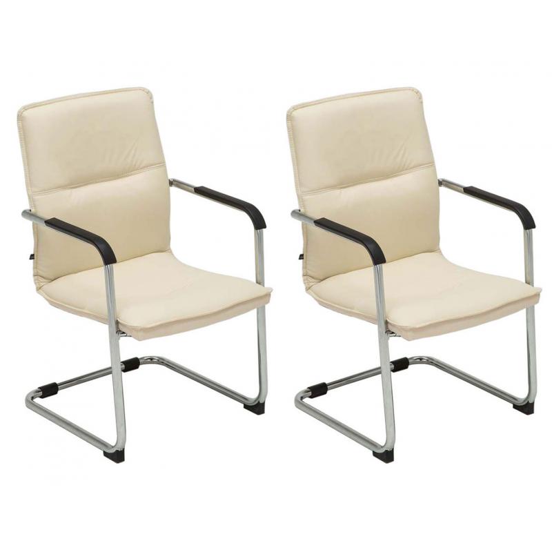 2er Set Besucherstuhl HLO-CP1 ~ creme