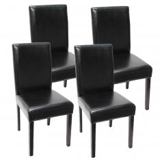 4x Esszimmerstuhl Stuhl Küchenstuhl Littau ~ Kunstleder, schwarz dunkle Beine