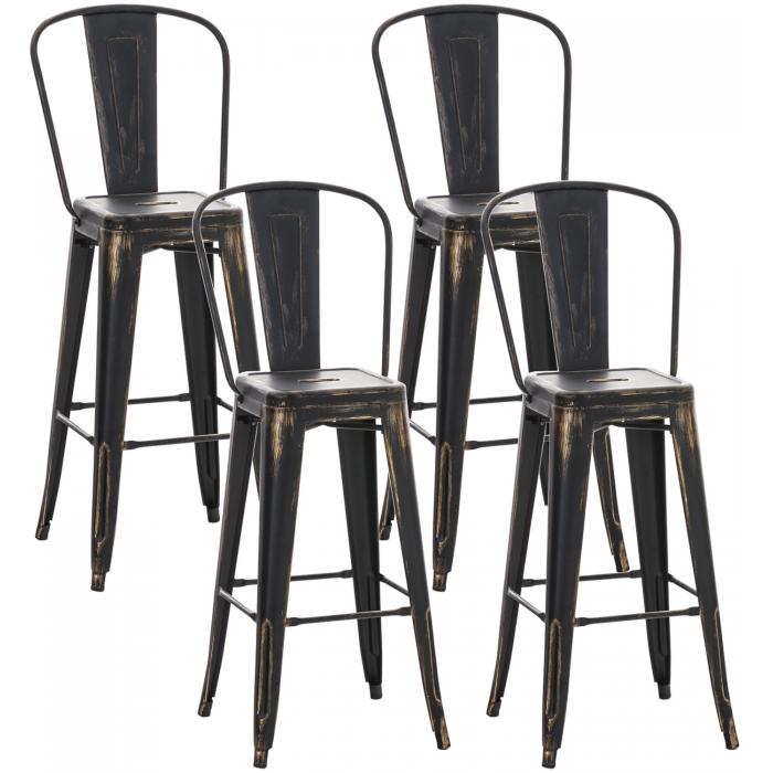 4er Set Barhocker HLO-CP4 antik ~ schwarz-gold
