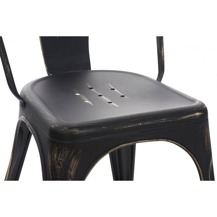 4er Set Stuhl HLO-CP57 antik ~ schwarz-gold