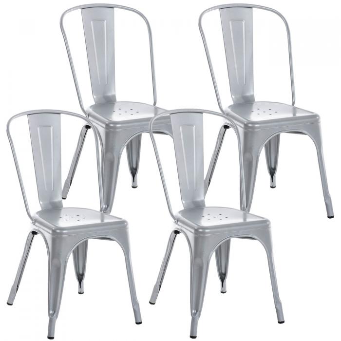 4er Set Stuhl HLO-CP57 ~ silber