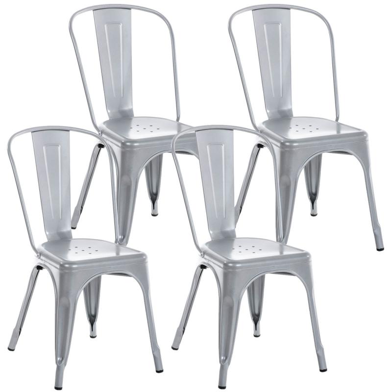 4er Set Stuhl HLO-CP57 ~ silber
