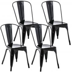 4er Set Stuhl HLO-CP57 ~ schwarz