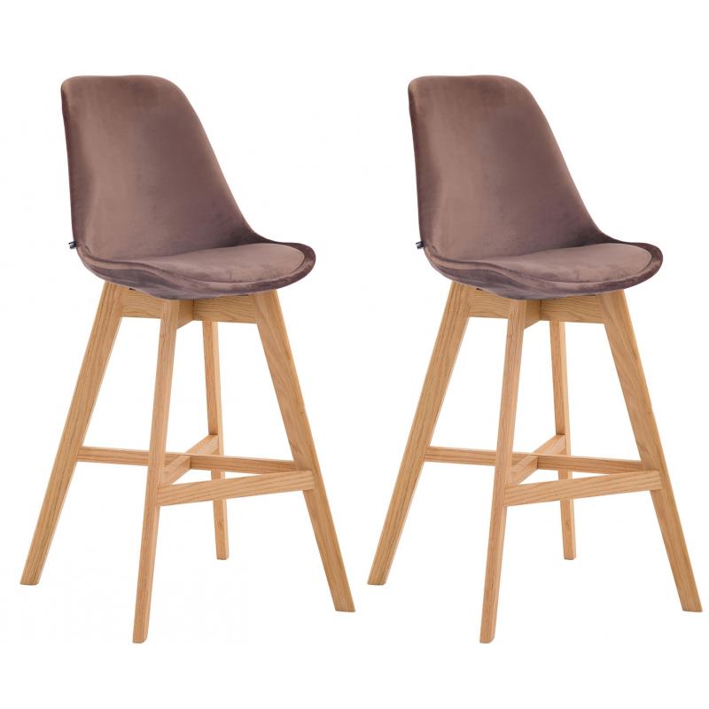 2er Set Barhocker HLO-CP12 Samt natura ~ braun