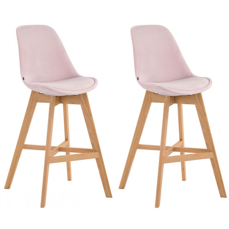 2er Set Barhocker HLO-CP12 Samt natura ~ pink