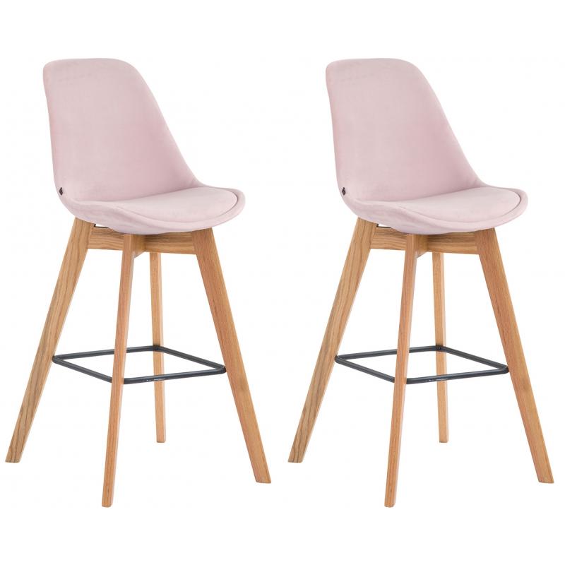 2er Set Barhocker HLO-CP40 Samt natura ~ pink