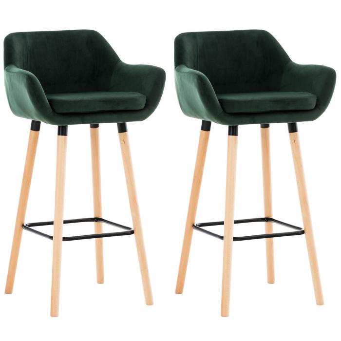2er Set Barhocker HLO-CP19 Samt ~ grün