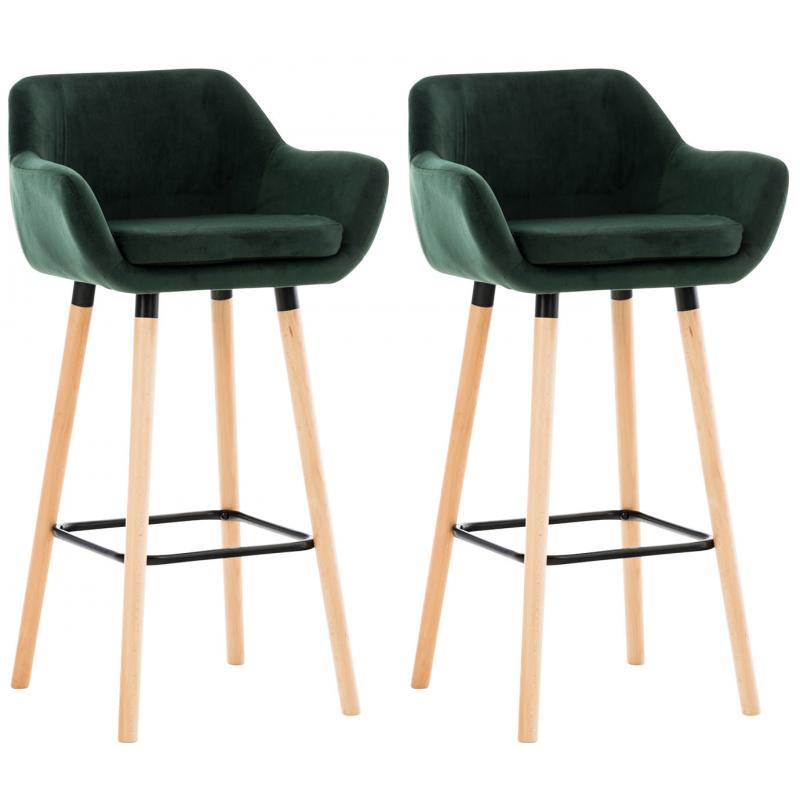 2er Set Barhocker HLO-CP19 Samt ~ grün