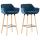 2er Set Barhocker HLO-CP19 Samt ~ blau