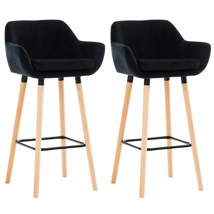 2er Set Barhocker HLO-CP19 Samt ~ schwarz