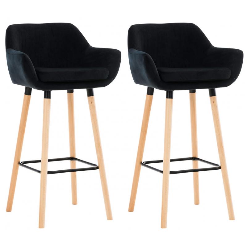 2er Set Barhocker HLO-CP19 Samt ~ schwarz