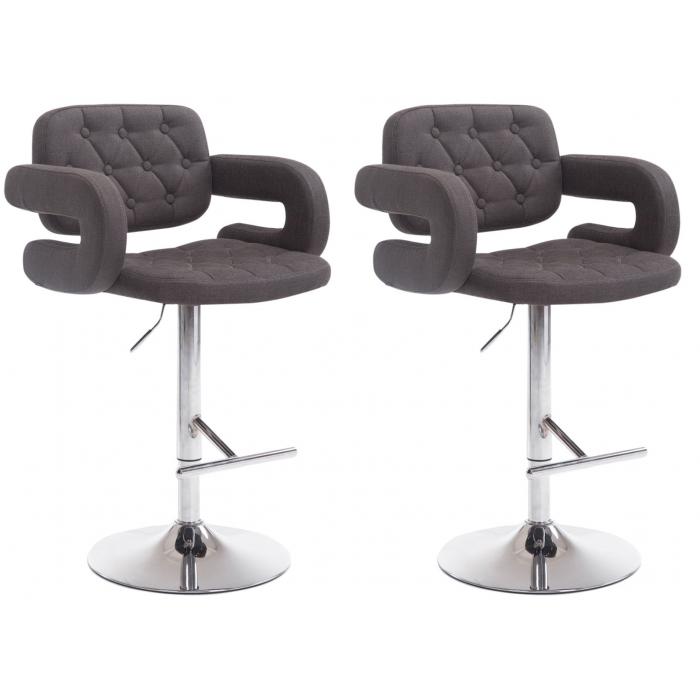 2er Set Barhocker HLO-CP15 Stoff ~ dunkelgrau