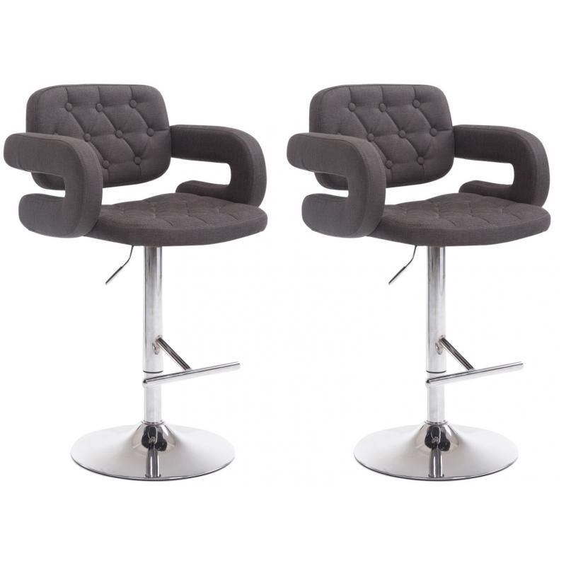 2er Set Barhocker HLO-CP15 Stoff ~ dunkelgrau