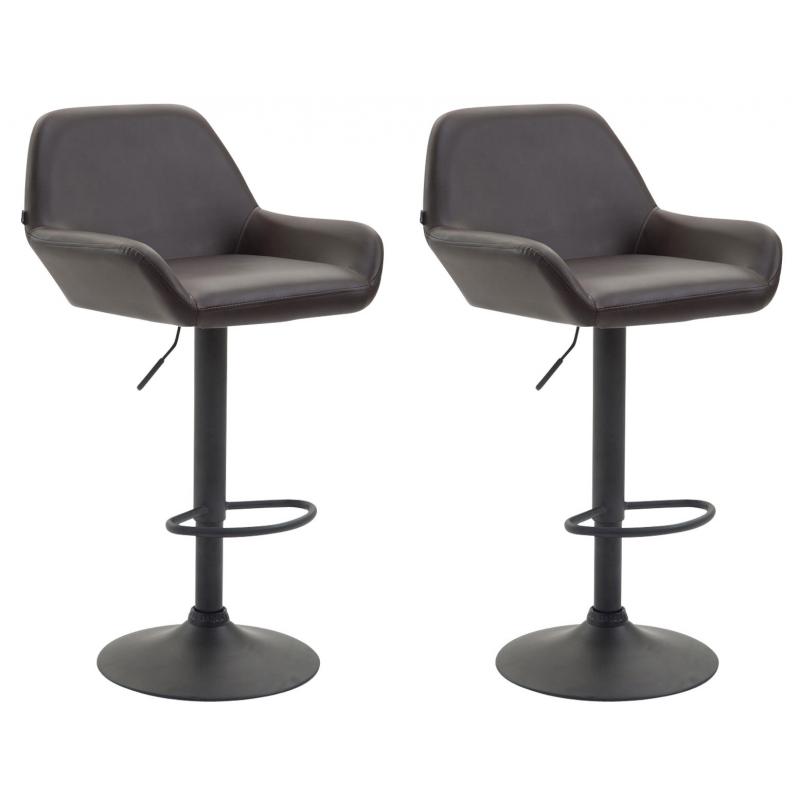 2er Set Barhocker HLO-CP8 Kunstleder schwarz ~ braun