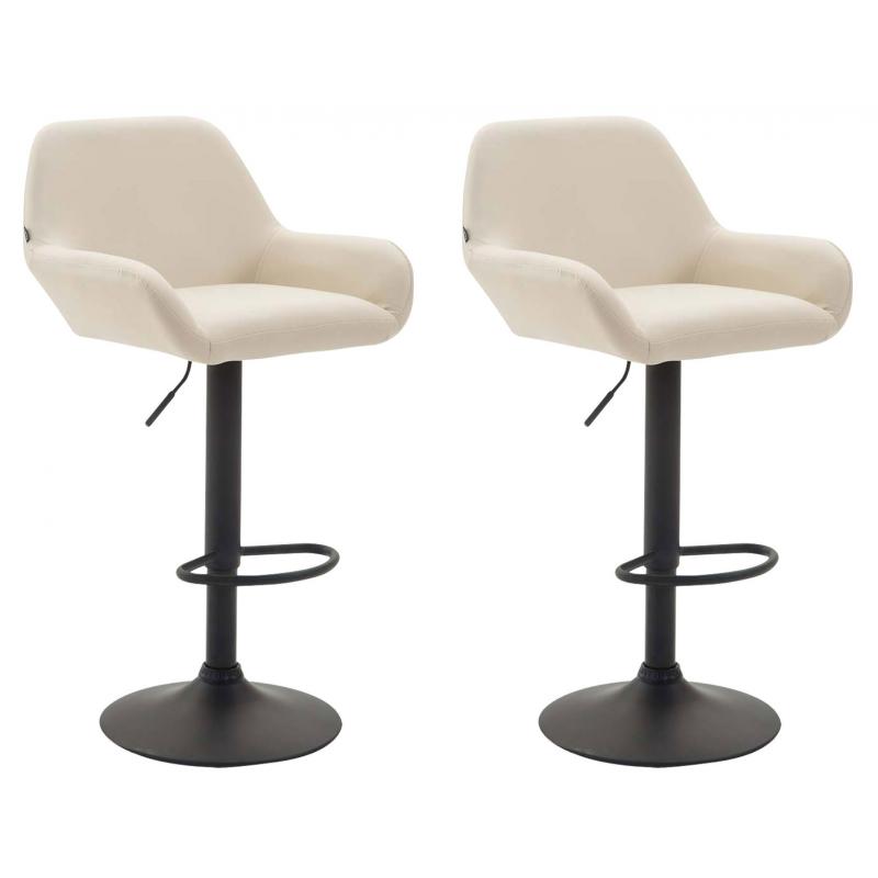 2er Set Barhocker HLO-CP8 Kunstleder schwarz ~ creme