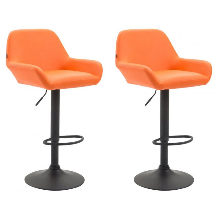 2er Set Barhocker HLO-CP8 Kunstleder schwarz ~ orange