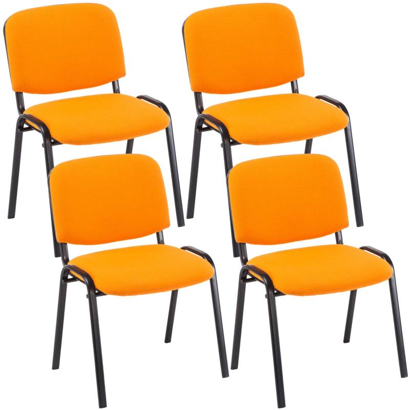 4er Set Besucherstuhl HLO-CP111 Stoff ~ orange