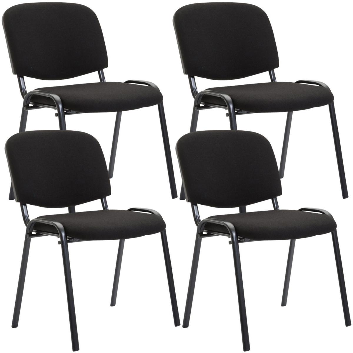 4er Set Besucherstuhl HLO-CP111 Stoff ~ schwarz