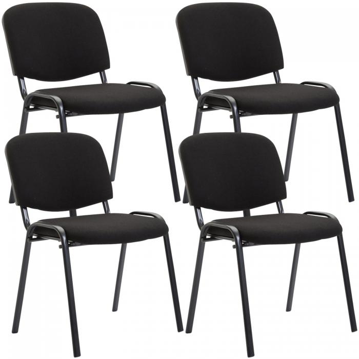 4er Set Besucherstuhl HLO-CP111 Stoff ~ schwarz