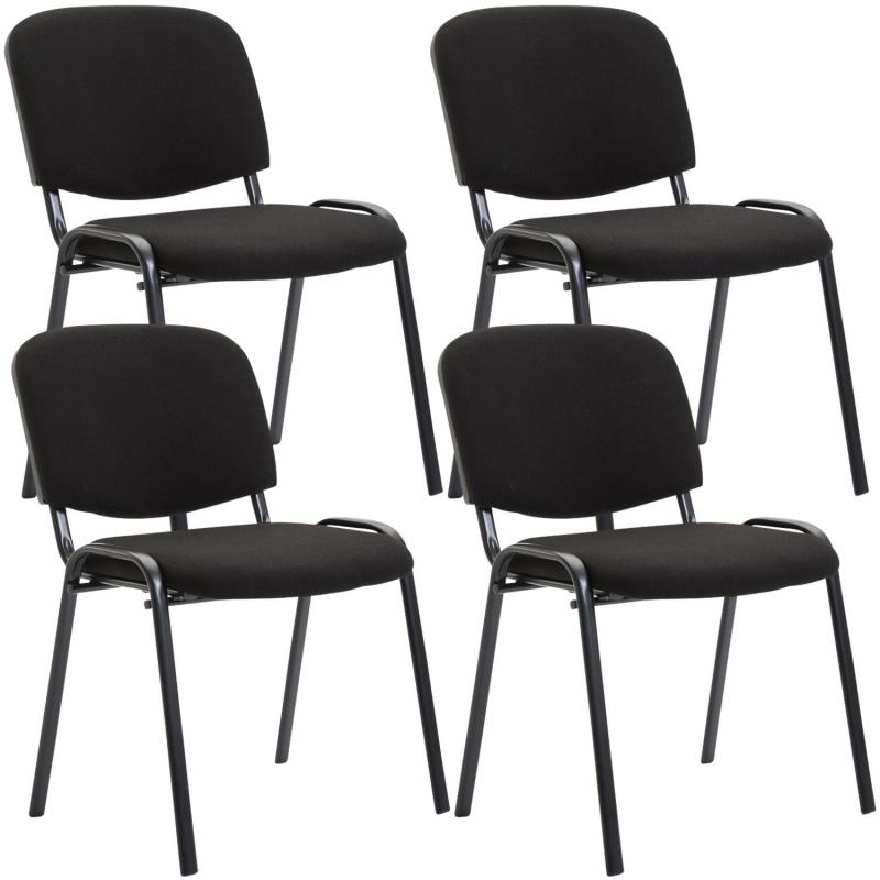 4er Set Besucherstuhl HLO-CP111 Stoff ~ schwarz