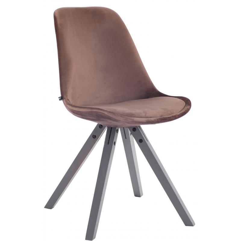 Besucherstuhl HLO-CP8 Samt Square grau ~ braun