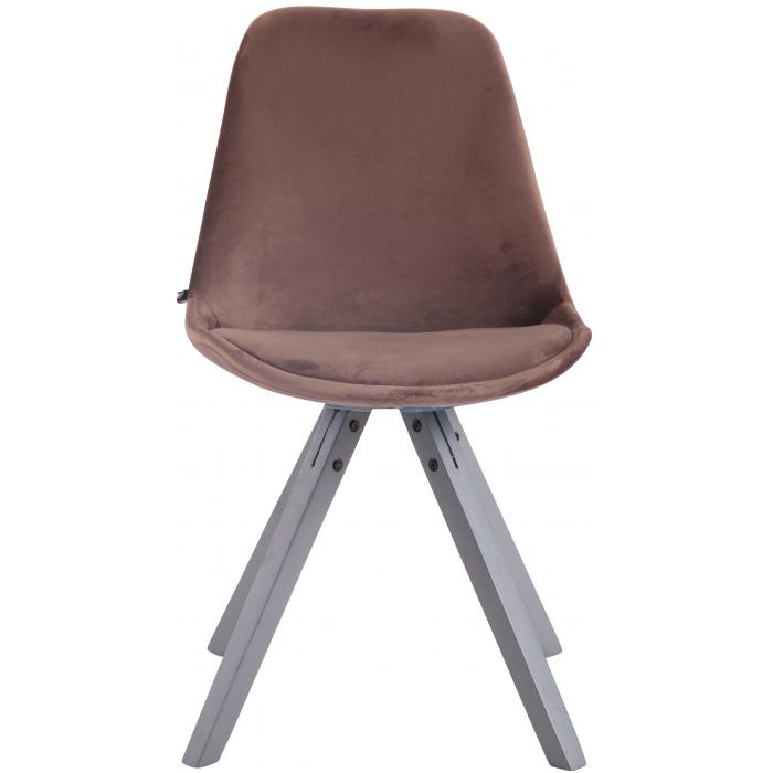 Besucherstuhl HLO-CP8 Samt Square grau ~ braun