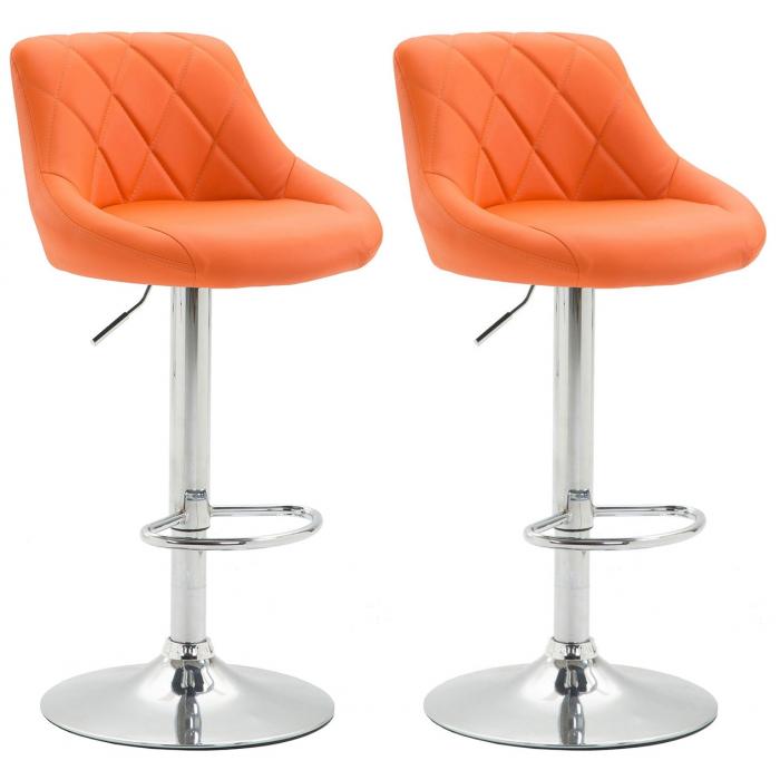 2er Set Barhocker HLO-CP30 Kunstleder ~ orange