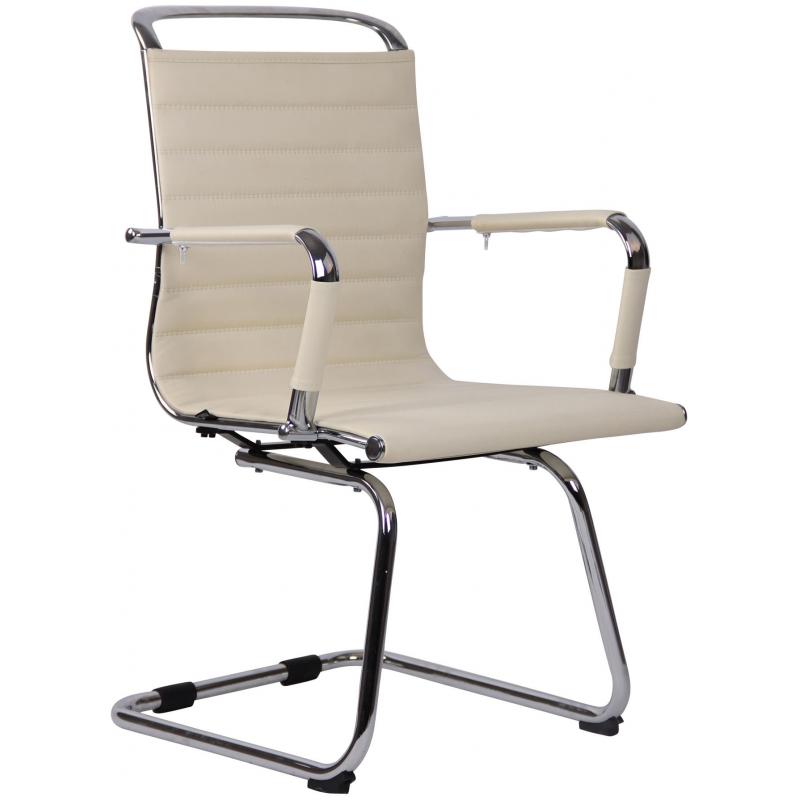 Besucherstuhl HLO-CP12 Kunstleder ~ creme