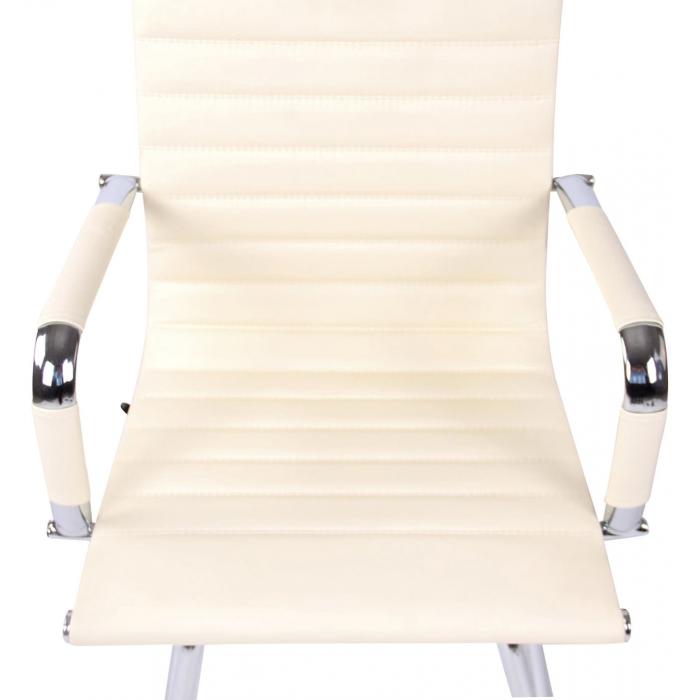 Besucherstuhl HLO-CP12 Kunstleder ~ creme