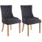2er Set Esszimmerstuhl HLO-CP24 Stoff antik-hell ~ schwarz