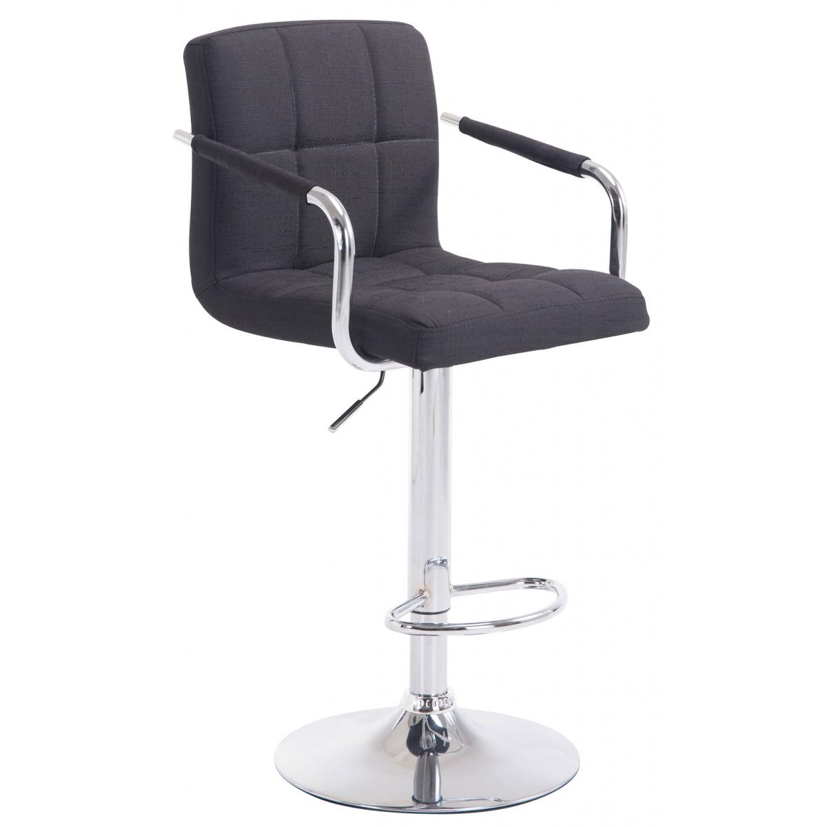 Barhocker HLO-CP35 V2 Stoff chrom ~ schwarz