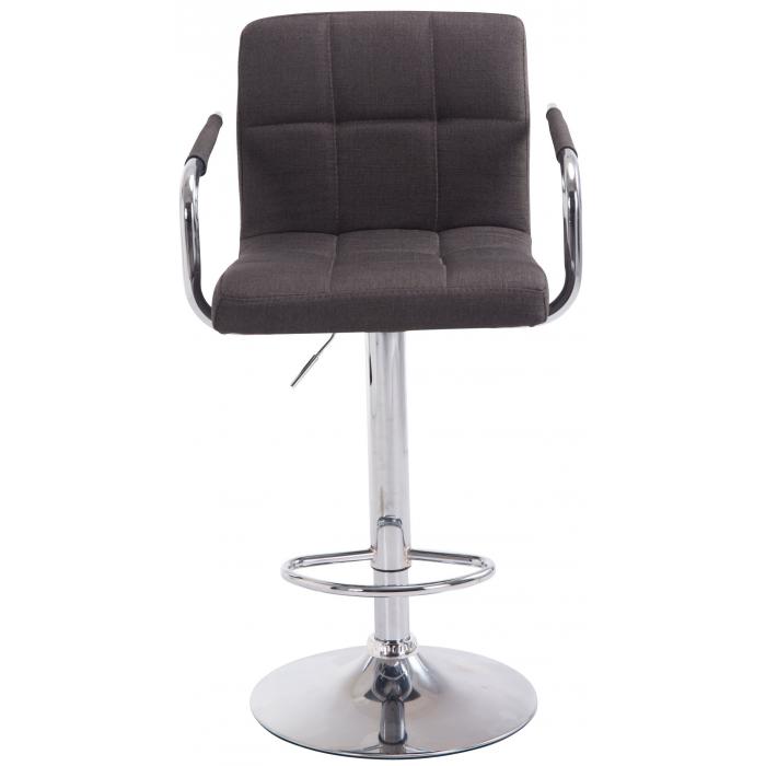 Barhocker HLO-CP35 V2 Stoff chrom ~ dunkelgrau
