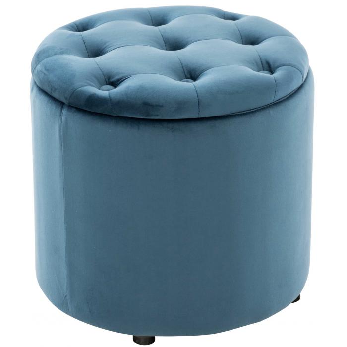 Sitzhocker HLO-CP19 Samt ~ blau