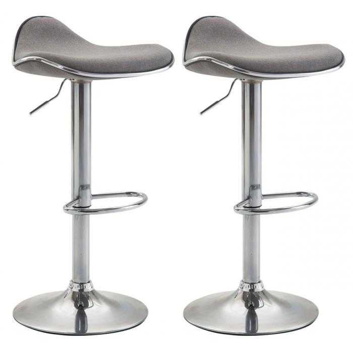 2er Set Barhocker HLO-CP48 Stoff ~ hellgrau