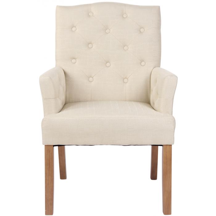 Stuhl HLO-CP81 Antik-hell Stoff ~ creme
