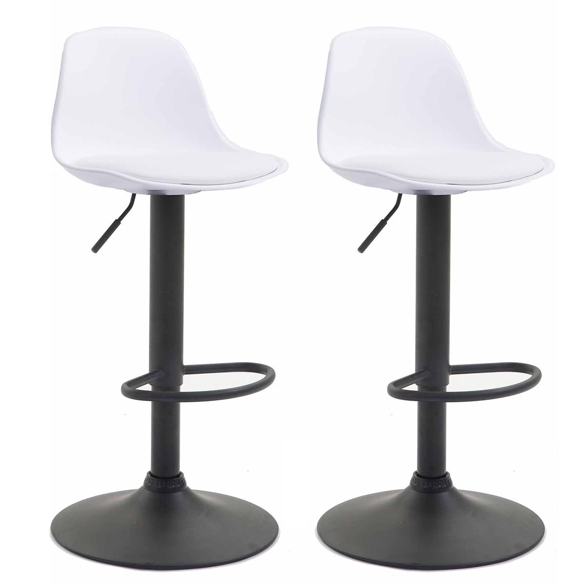 2er Set Barhocker HLO-CP24 Kunststoff schwarz ~ wei