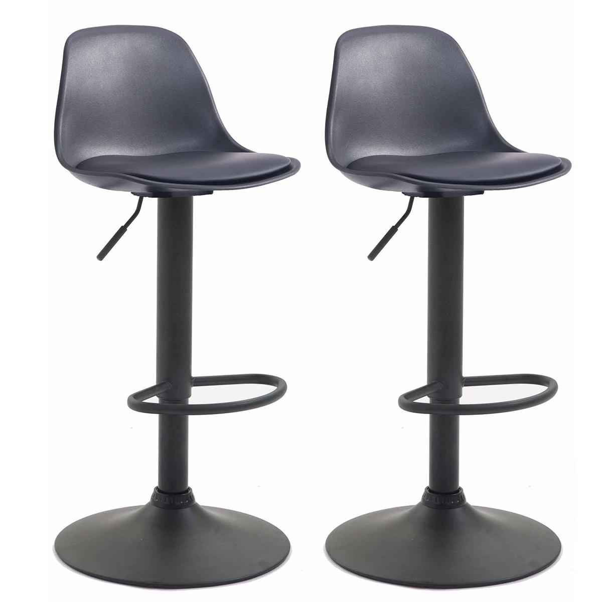 2er Set Barhocker HLO-CP24 Kunststoff schwarz ~ schwarz
