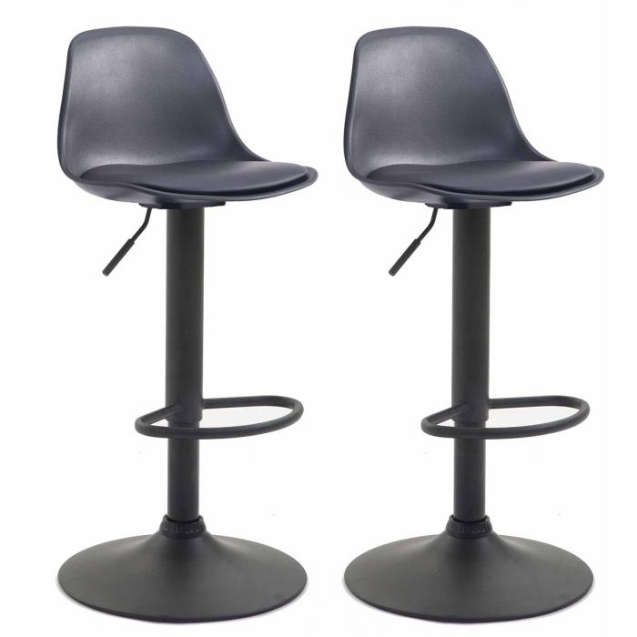 2er Set Barhocker HLO-CP24 Kunststoff schwarz ~ schwarz