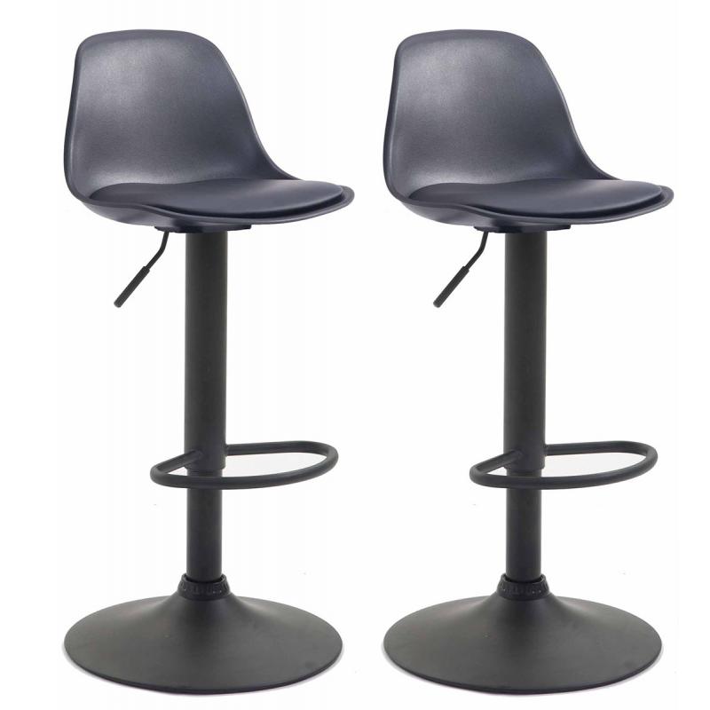 2er Set Barhocker HLO-CP24 Kunststoff schwarz ~ schwarz