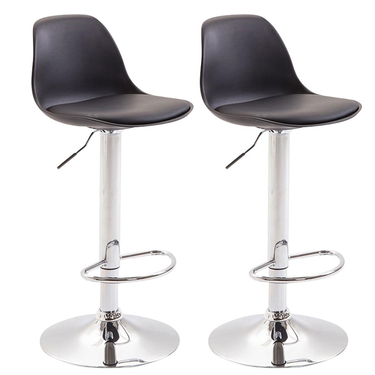2er Set Barhocker HLO-CP24 Kunststoff chrom ~ schwarz