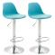 2er Set Barhocker HLO-CP24 Kunststoff chrom ~ blau