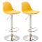 2er Set Barhocker HLO-CP24 Kunststoff chrom ~ gelb