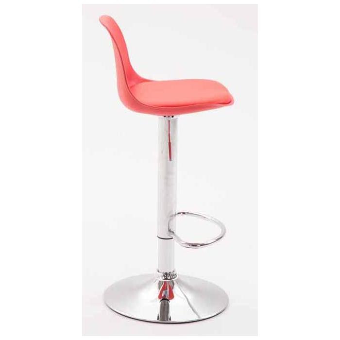 2er Set Barhocker HLO-CP24 Kunststoff chrom ~ rot