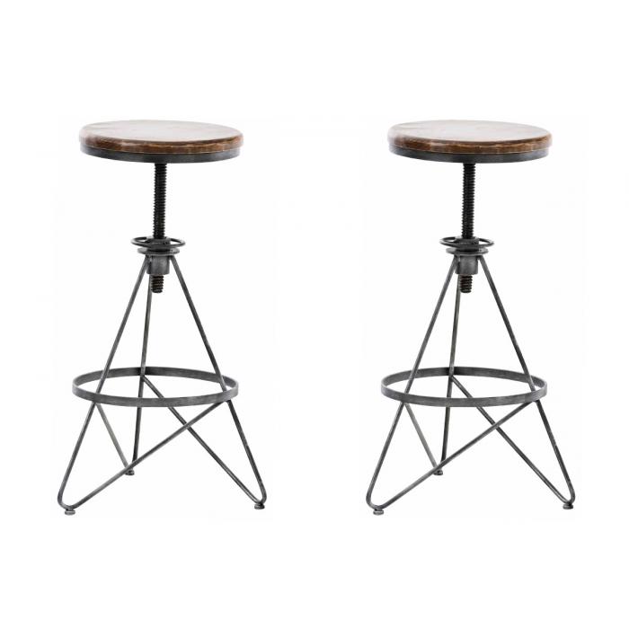 2er Set Barhocker HLO-CP22 ~ silber