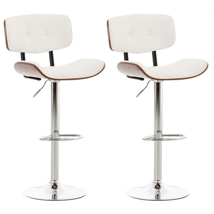 2er Set Barhocker HLO-CP232 Kunstleder ~ walnuss/wei