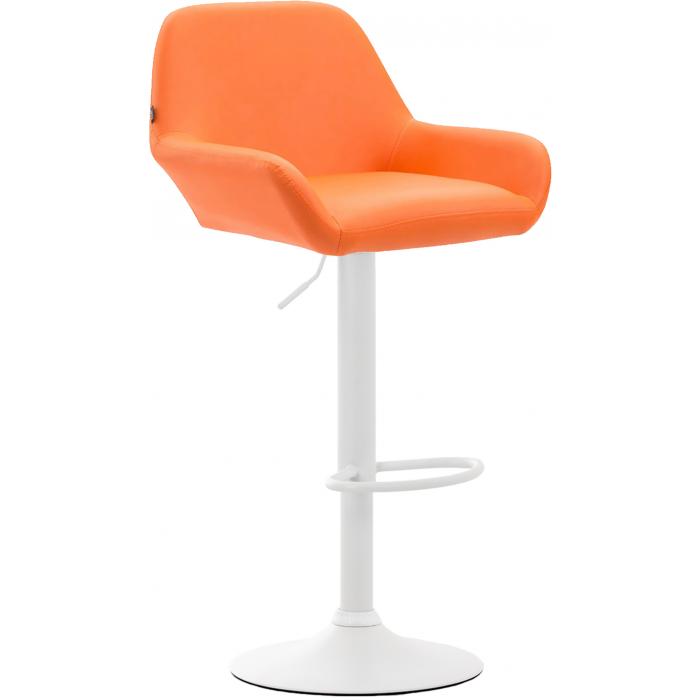 Barhocker HLO-CP8 Kunstleder wei ~ orange