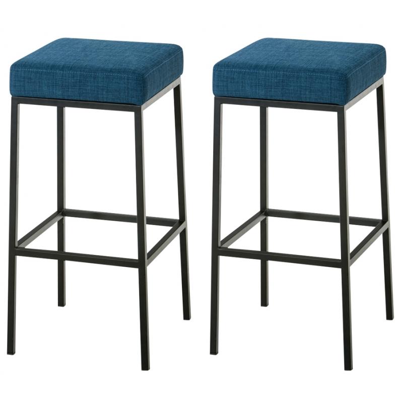 2er Set Barhocker HLO-CP41 85 Stoff schwarz ~ blau