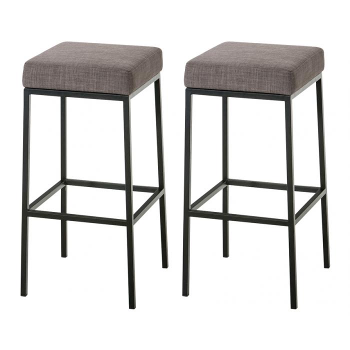 2er Set Barhocker HLO-CP41 80 Stoff schwarz ~ grau