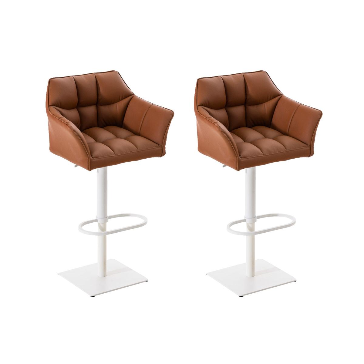 2er Set Barhocker HLO-CP1 Kunstleder wei ~ hellbraun