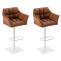 2er Set Barhocker HLO-CP1 Kunstleder wei ~ hellbraun